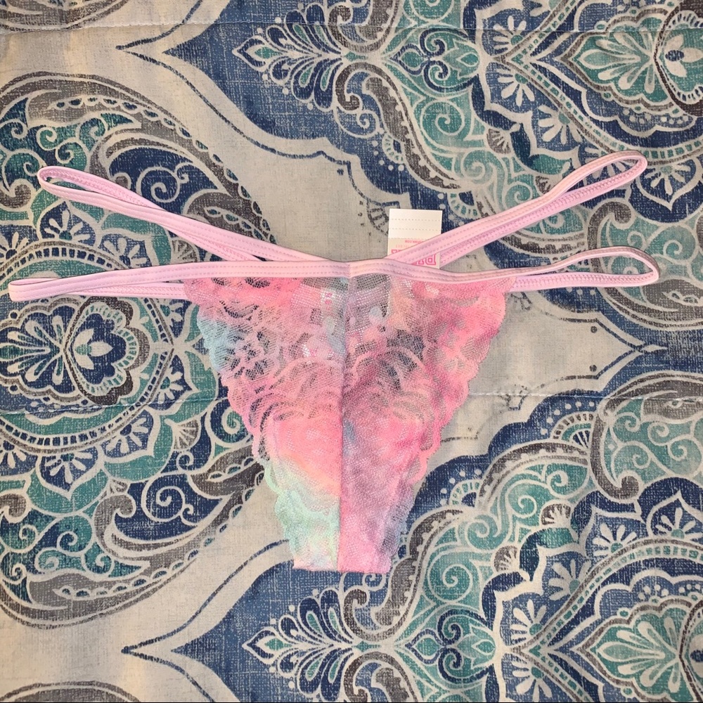 PINK: strappy lace thong (NWT)